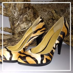 Nine West Rocha Tiger Fur Stiletto Heels